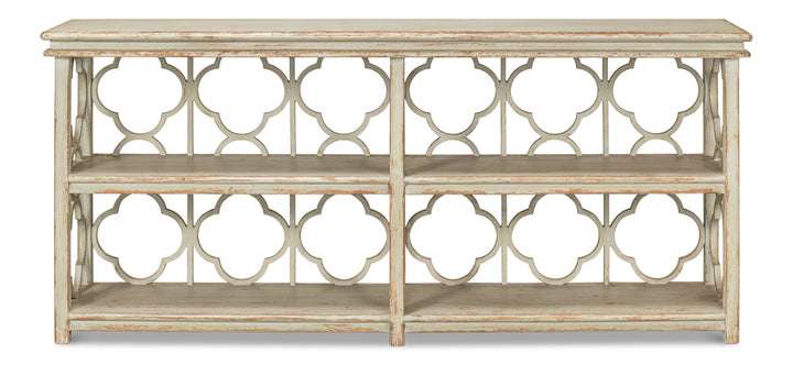 American Home Furniture | Sarreid - Quatrefoil Bookshelf Console Table