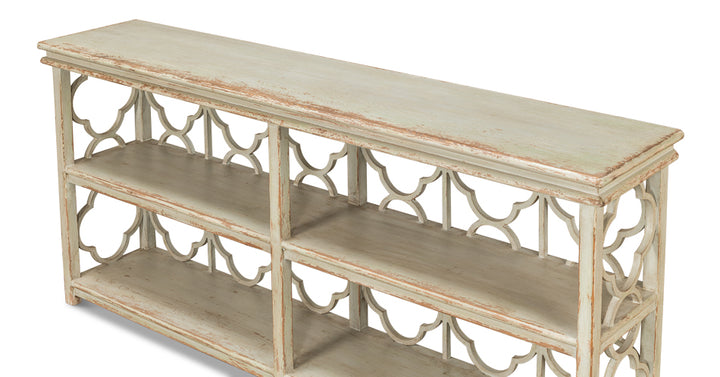 American Home Furniture | Sarreid - Quatrefoil Bookshelf Console Table