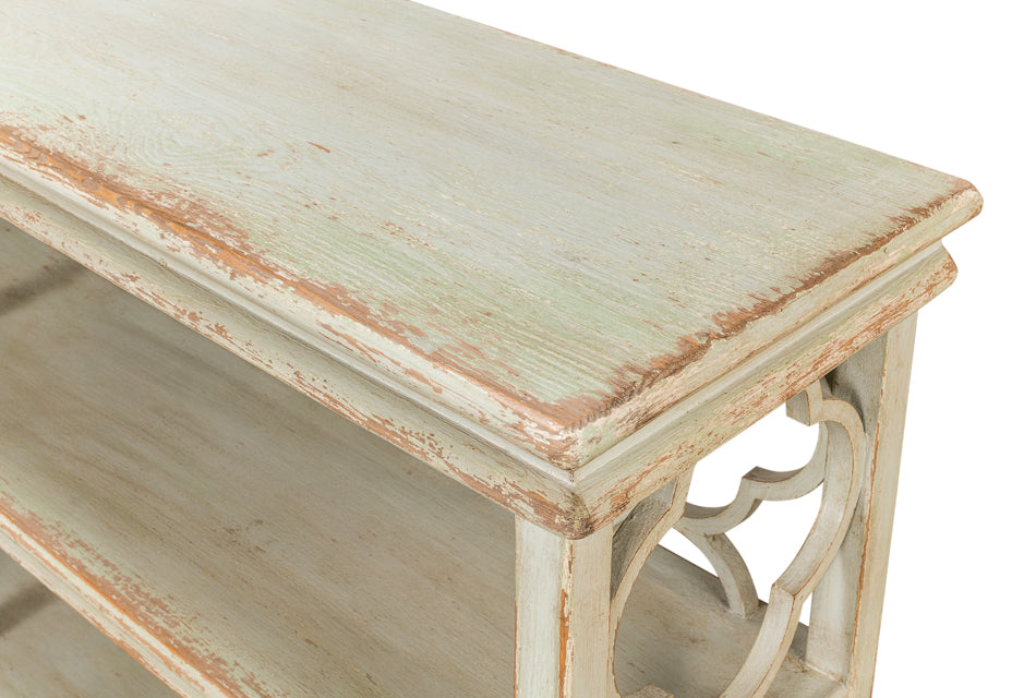 American Home Furniture | Sarreid - Quatrefoil Bookshelf Console Table