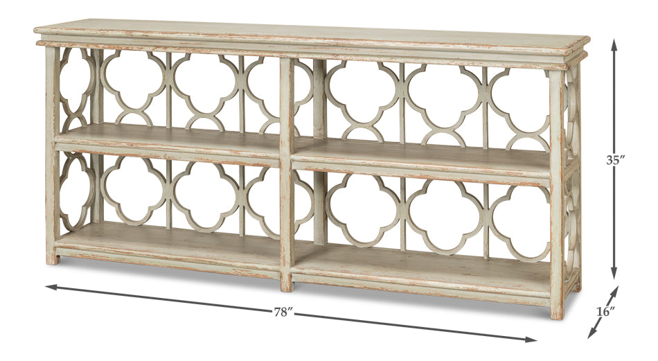 American Home Furniture | Sarreid - Quatrefoil Bookshelf Console Table