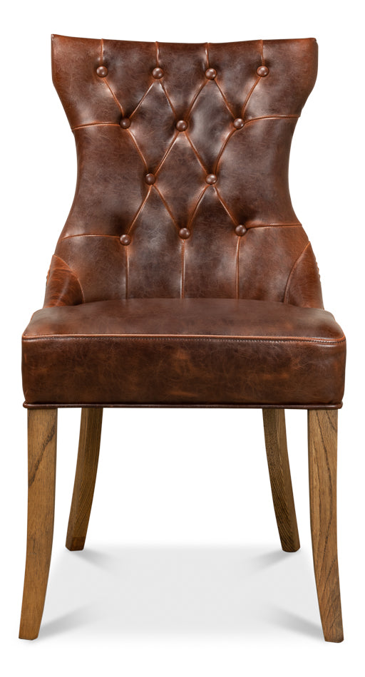 American Home Furniture | Sarreid - Sophie Side Chair - Dark Brown Leather - Set of 2