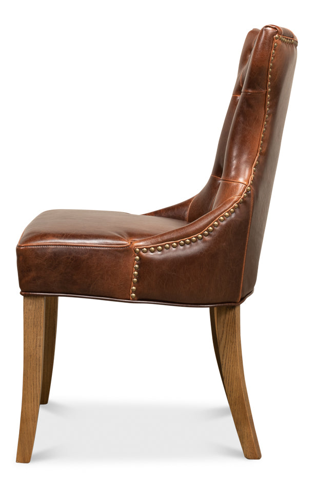 American Home Furniture | Sarreid - Sophie Side Chair - Dark Brown Leather - Set of 2