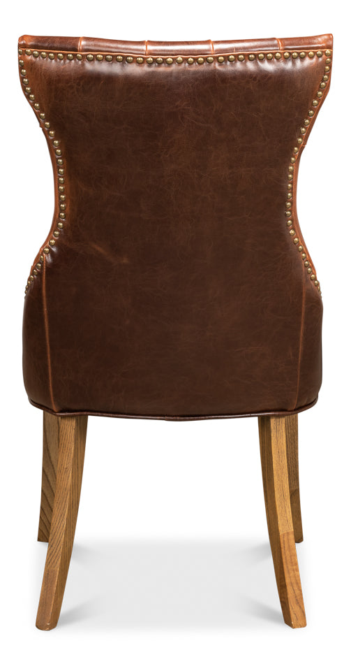 American Home Furniture | Sarreid - Sophie Side Chair - Dark Brown Leather - Set of 2