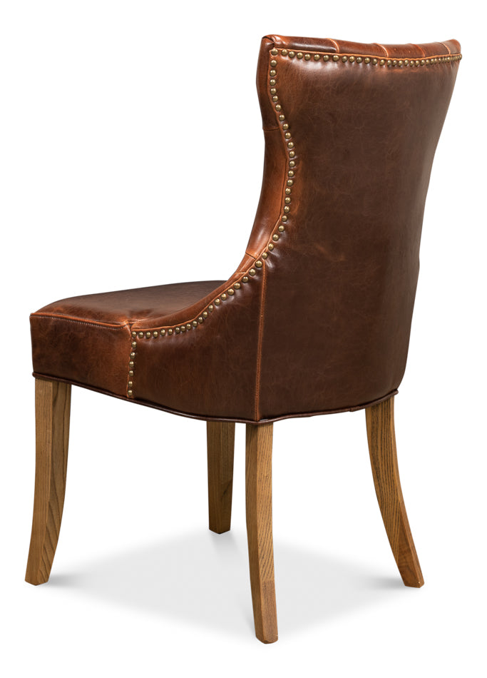 American Home Furniture | Sarreid - Sophie Side Chair - Dark Brown Leather - Set of 2