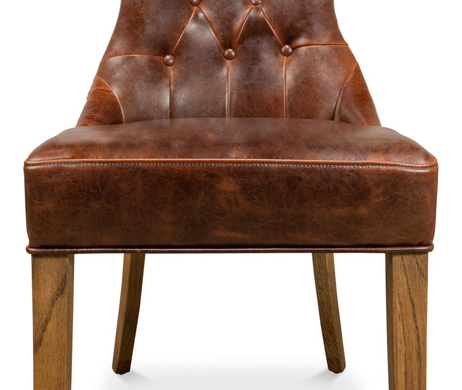 American Home Furniture | Sarreid - Sophie Side Chair - Dark Brown Leather - Set of 2