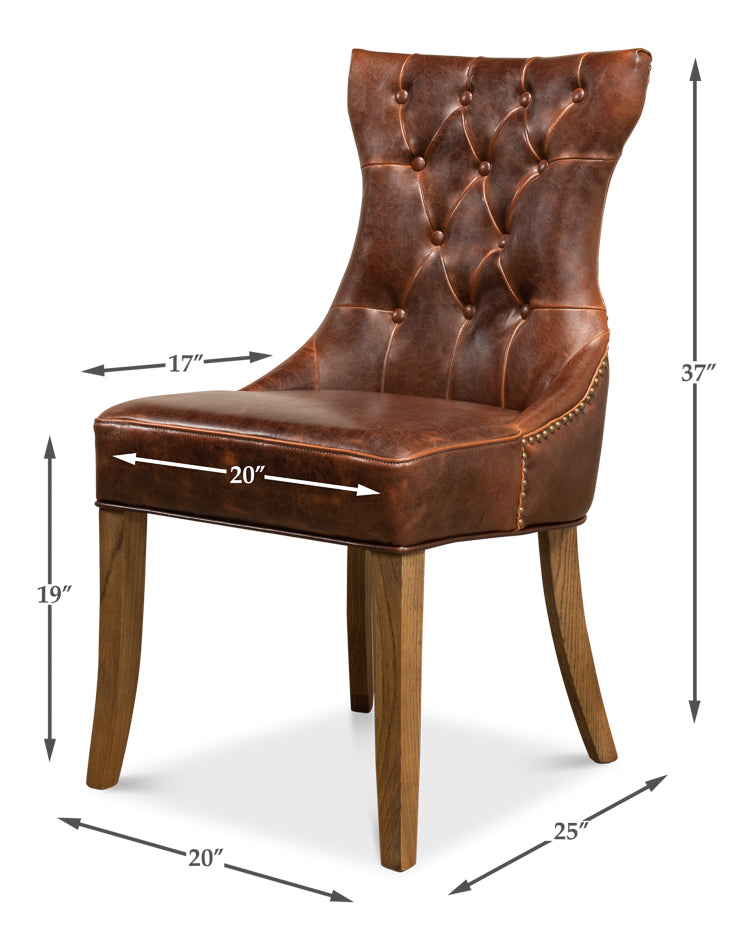 American Home Furniture | Sarreid - Sophie Side Chair - Dark Brown Leather - Set of 2