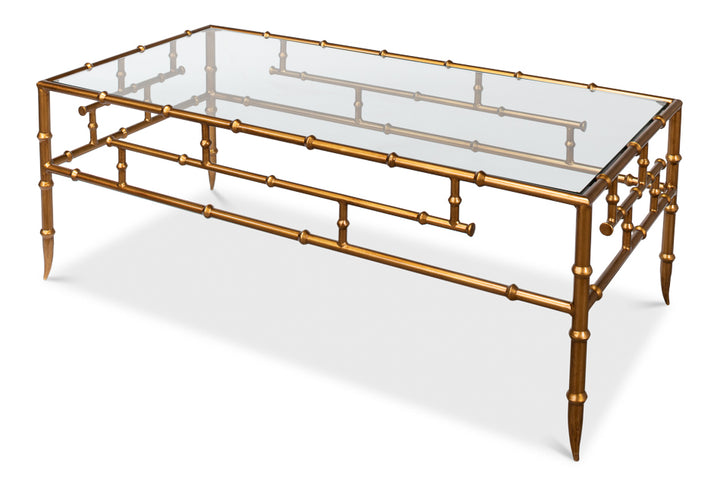 American Home Furniture | Sarreid - Faux Bamboo Metal Coffee Table 48