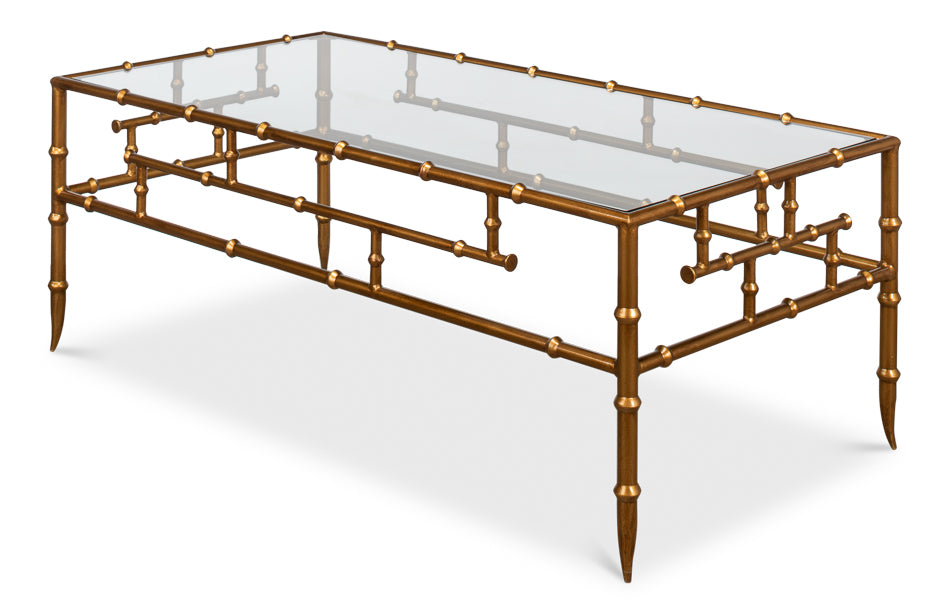 American Home Furniture | Sarreid - Faux Bamboo Metal Coffee Table 48