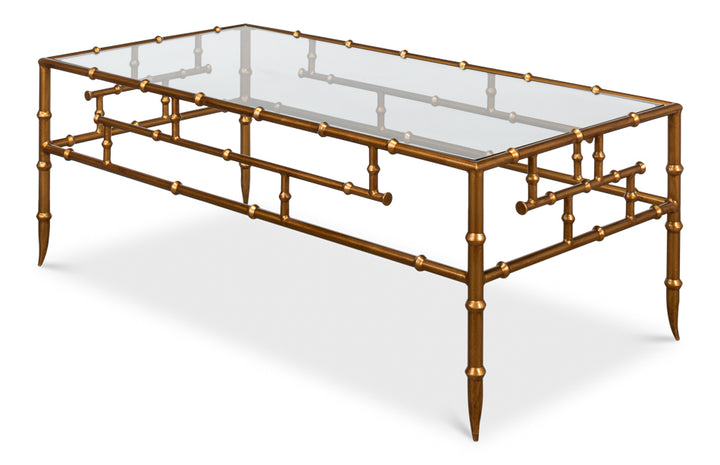 American Home Furniture | Sarreid - Faux Bamboo Metal Coffee Table 48