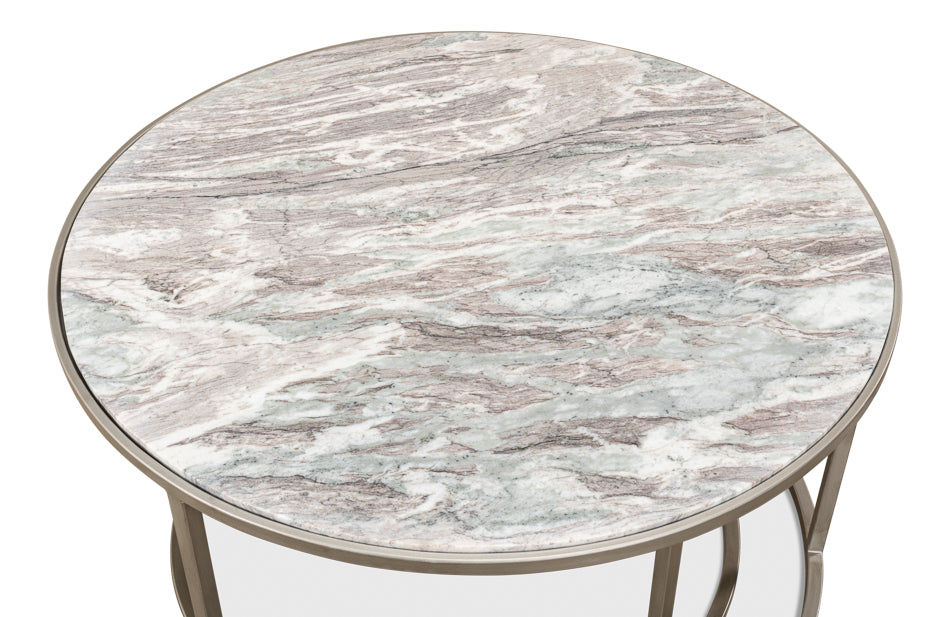 American Home Furniture | Sarreid - Set Of 2 Round Nesting Tables Marble Top