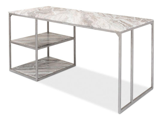Sarreid Open Desk With Shelves - Marble Top DESKS