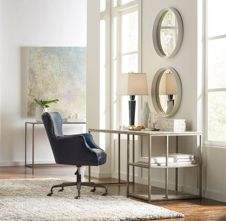 American Home Furniture | Sarreid - Open Desk With Shelves - Marble Top