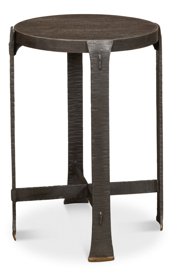 American Home Furniture | Sarreid - Forged Slats Side Table/Moleskin