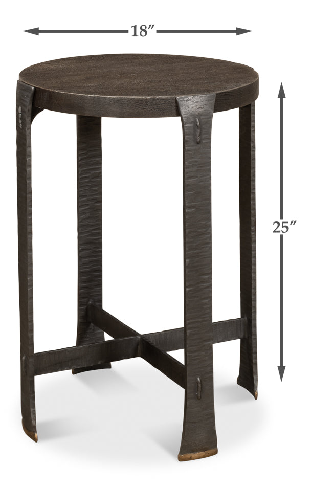 American Home Furniture | Sarreid - Forged Slats Side Table/Moleskin