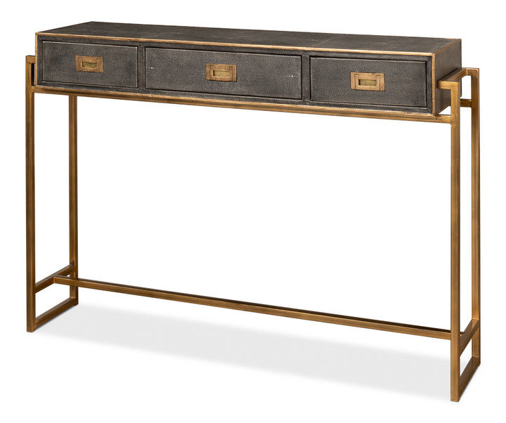 American Home Furniture | Sarreid - Shagreen Gold & Gray Console