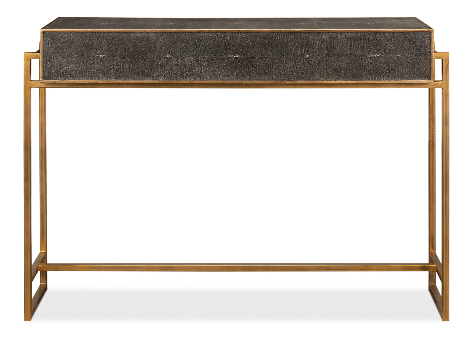 American Home Furniture | Sarreid - Shagreen Gold & Gray Console