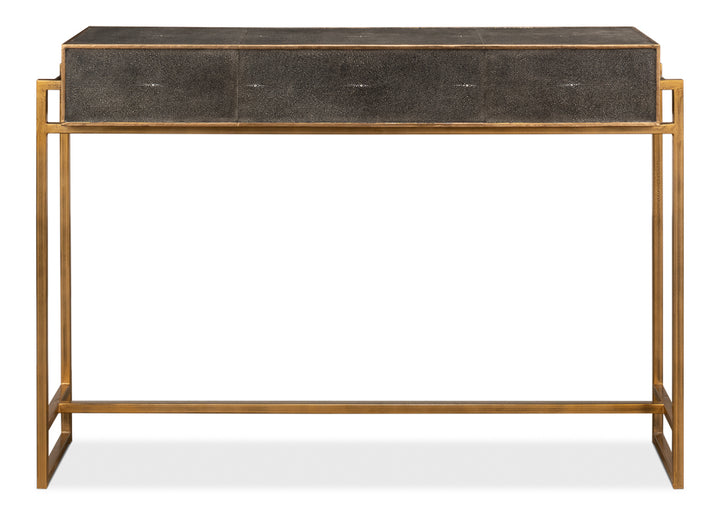 American Home Furniture | Sarreid - Shagreen Gold & Gray Console