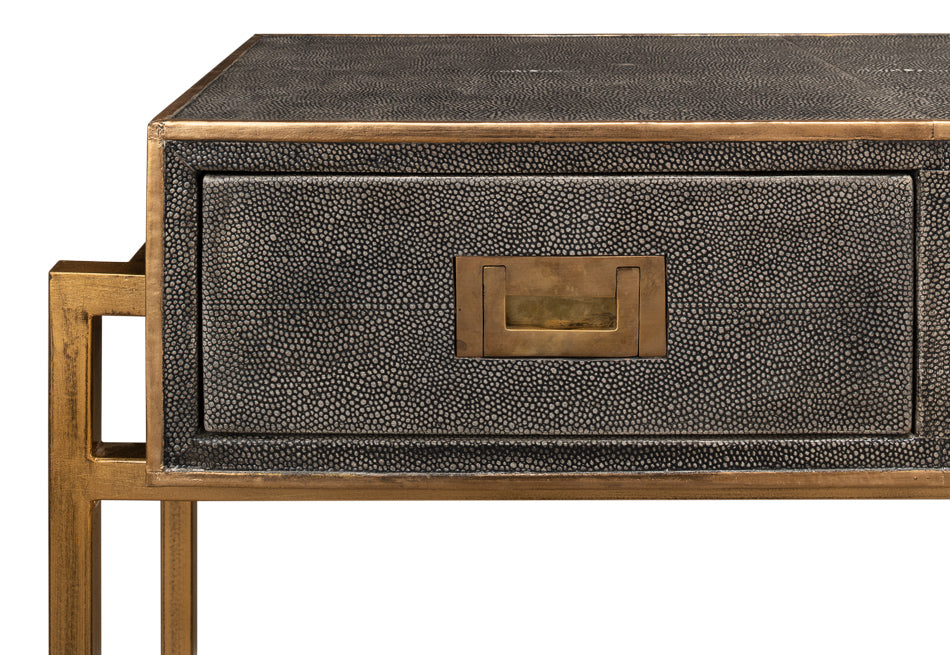 American Home Furniture | Sarreid - Shagreen Gold & Gray Console