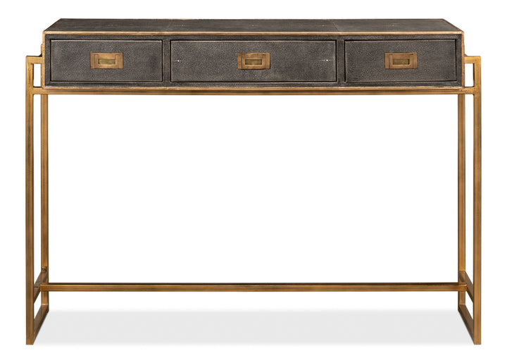 American Home Furniture | Sarreid - Shagreen Gold & Gray Console