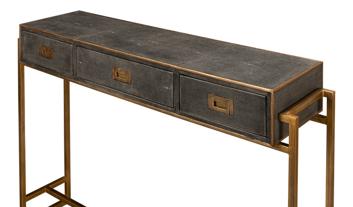 American Home Furniture | Sarreid - Shagreen Gold & Gray Console