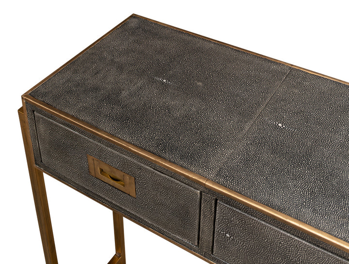 American Home Furniture | Sarreid - Shagreen Gold & Gray Console