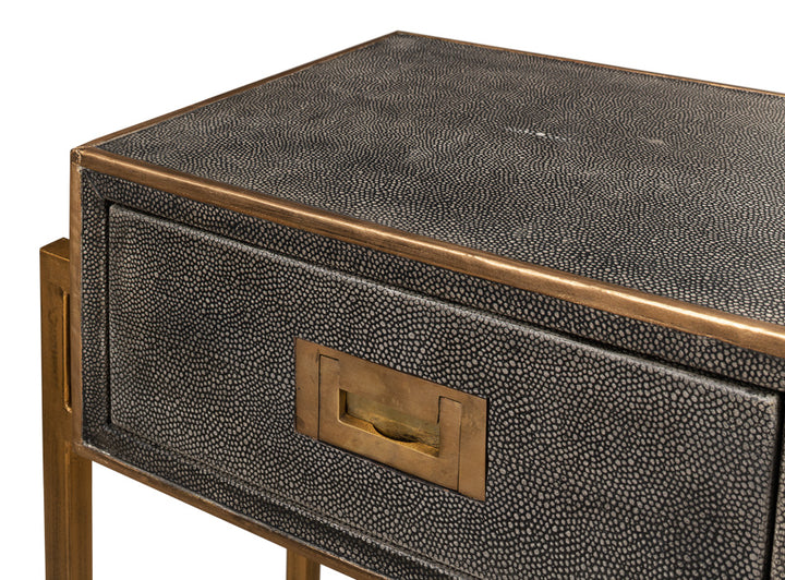 American Home Furniture | Sarreid - Shagreen Gold & Gray Console