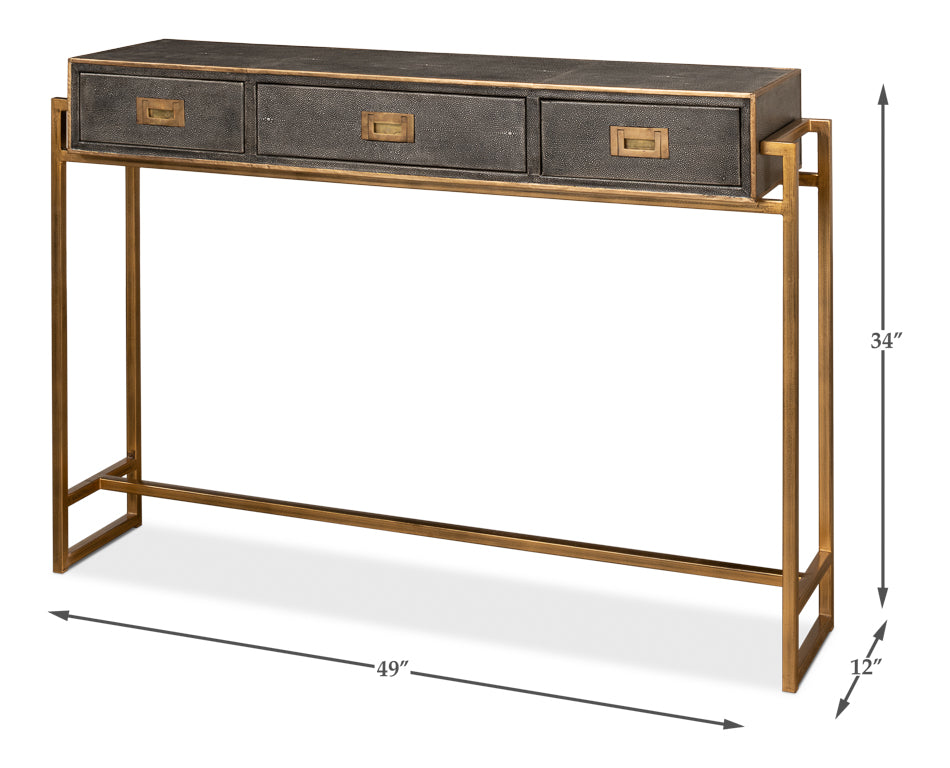 American Home Furniture | Sarreid - Shagreen Gold & Gray Console