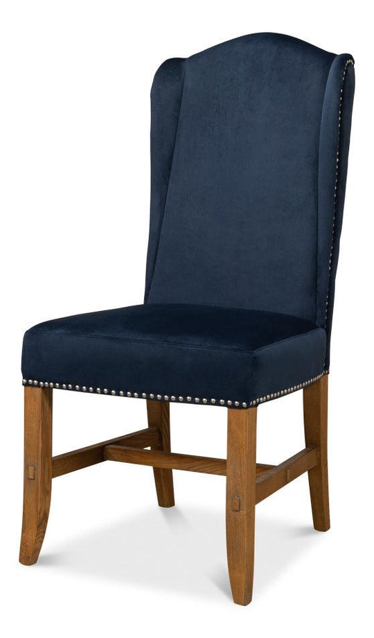 Sarreid High Back Dining Chair - Blue Velvet - Set of 2 DINING CHAIRS