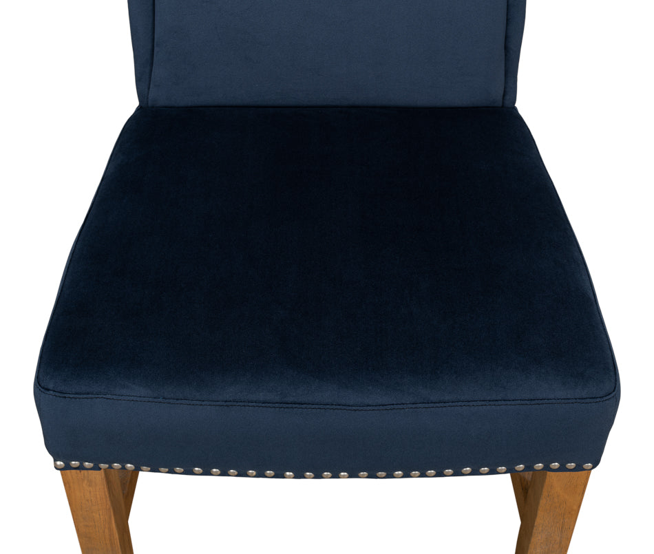 American Home Furniture | Sarreid - High Back Dining Chair - Blue Velvet - Set of 2