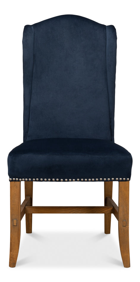 American Home Furniture | Sarreid - High Back Dining Chair - Blue Velvet - Set of 2