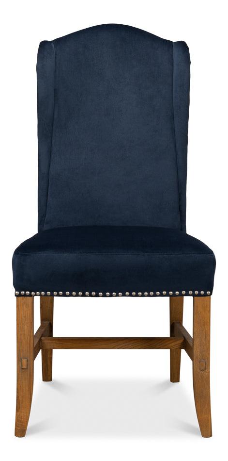 Sarreid High Back Dining Chair - Blue Velvet - Set of 2 DINING CHAIRS