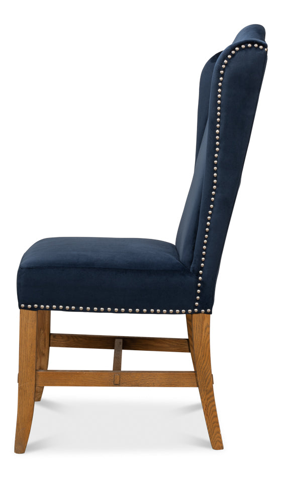 American Home Furniture | Sarreid - High Back Dining Chair - Blue Velvet - Set of 2