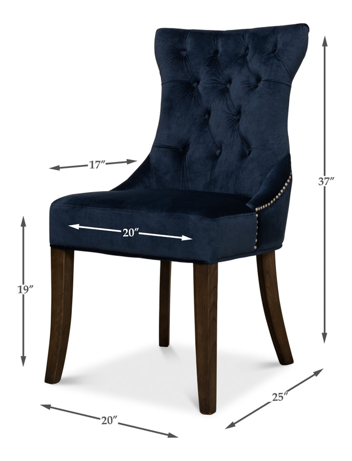 American Home Furniture | Sarreid - Sophie Side Chair - Blue Velvet - Set of 2