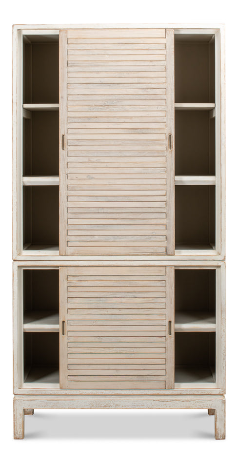 American Home Furniture | Sarreid - Groovy Doors Bookcase - Whitewash