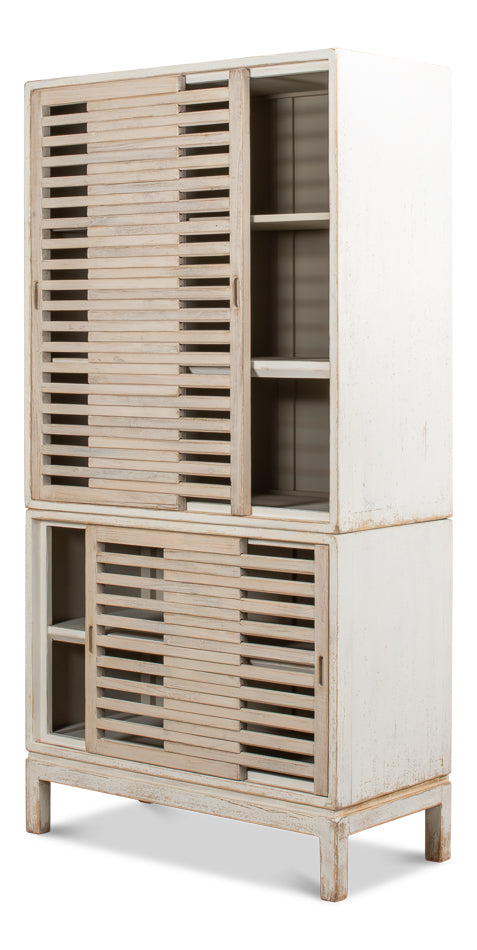 American Home Furniture | Sarreid - Groovy Doors Bookcase - Whitewash