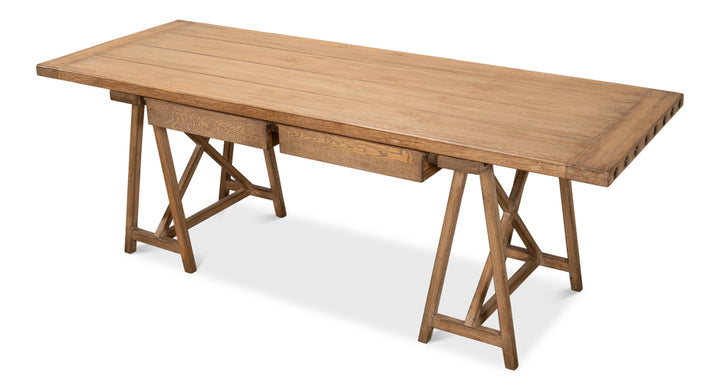American Home Furniture | Sarreid - Sawhorse Desk - Natural Polished Old Pine
