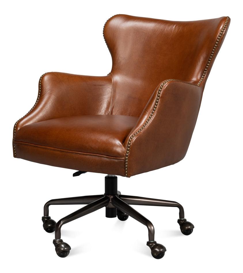 Sarreid Andrew Jackson Desk Chair Havana Leather OFFICE CHAIRS