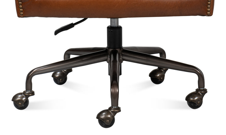 American Home Furniture | Sarreid - Andrew Jackson Desk Chair Havana Leather