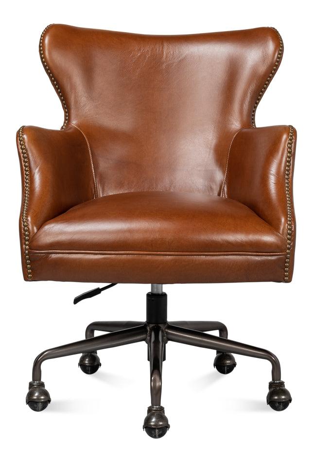 Sarreid Andrew Jackson Desk Chair Havana Leather OFFICE CHAIRS