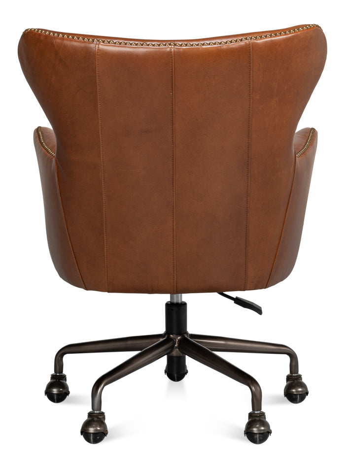 American Home Furniture | Sarreid - Andrew Jackson Desk Chair Havana Leather