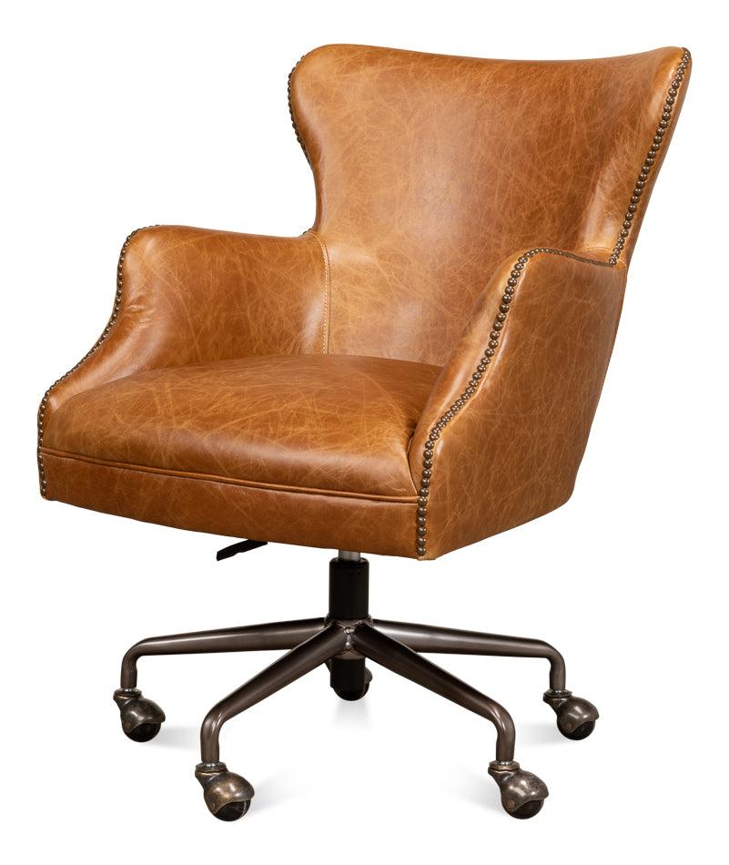 Sarreid Andrew Jackson Desk Chair - Cuba Brown OFFICE CHAIRS