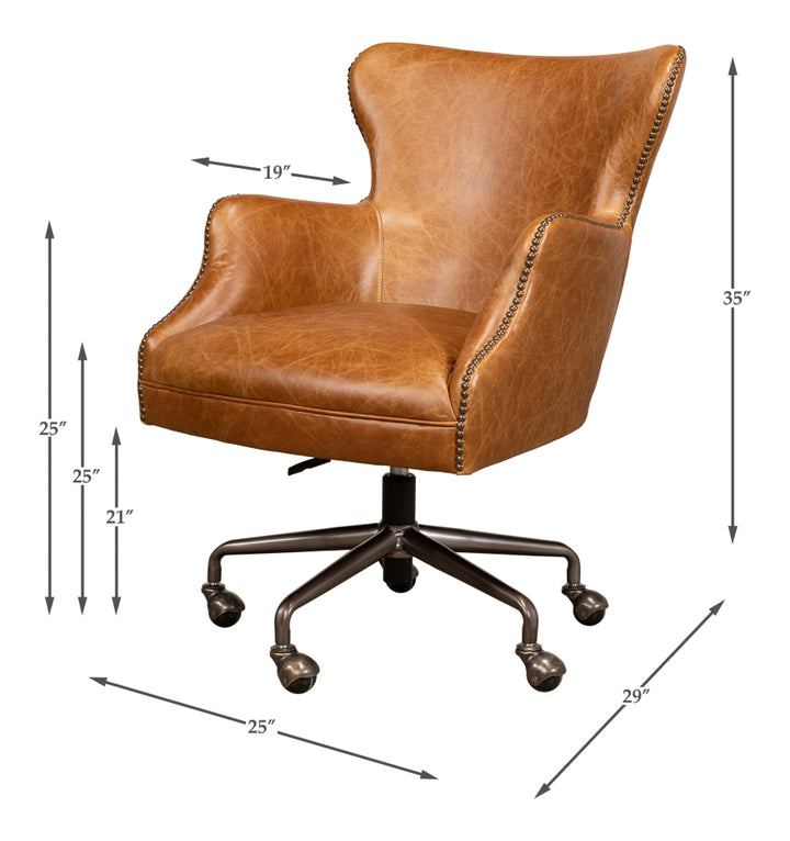 American Home Furniture | Sarreid - Andrew Jackson Desk Chair - Cuba Brown