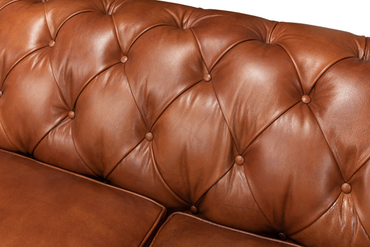 American Home Furniture | Sarreid - Tufted English Club Sofa - Brown Leather 