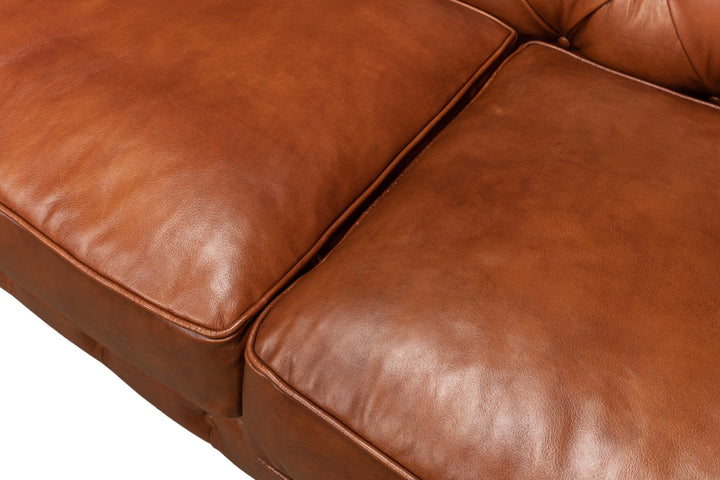 American Home Furniture | Sarreid - Tufted English Club Sofa - Brown Leather 