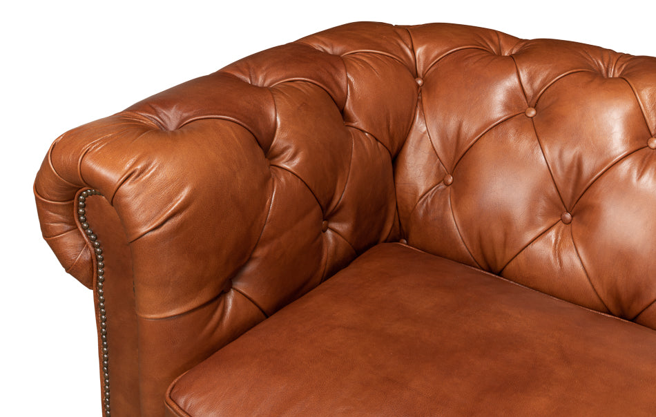 American Home Furniture | Sarreid - Tufted English Club Sofa - Brown Leather 