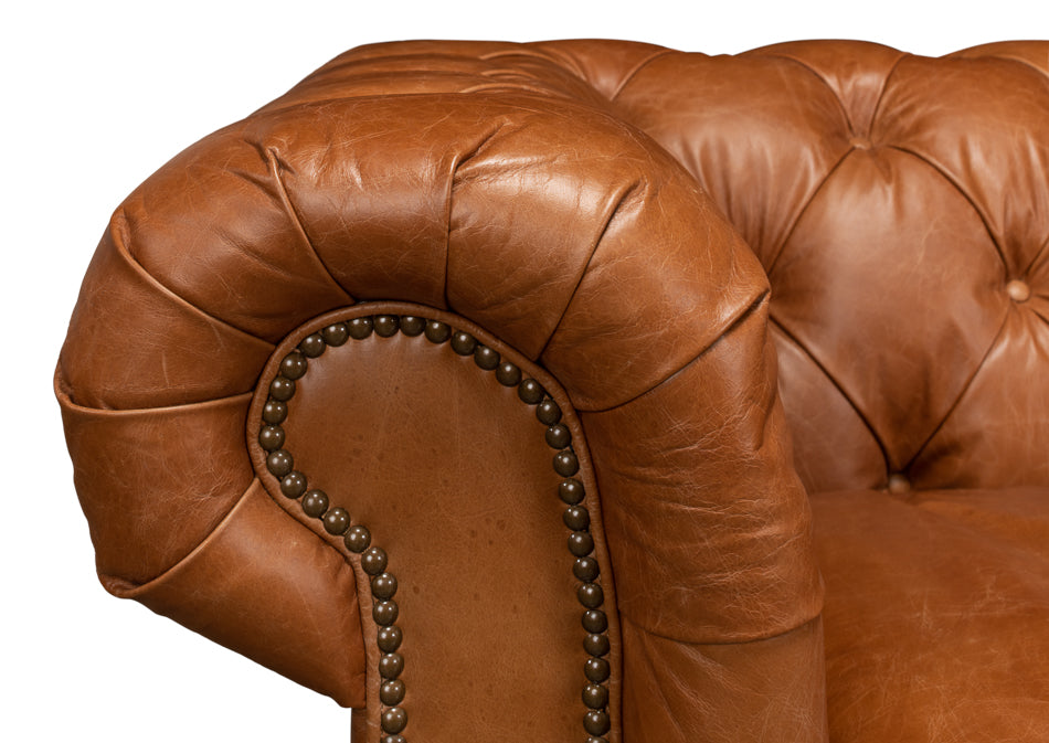 American Home Furniture | Sarreid - Tufted English Club Sofa - Vienna Brown
