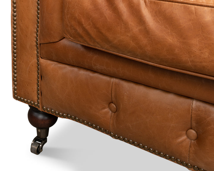 American Home Furniture | Sarreid - Tufted English Club Sofa - Vienna Brown