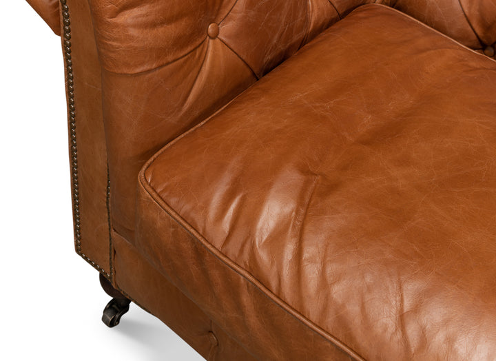 American Home Furniture | Sarreid - Tufted English Club Sofa - Vienna Brown