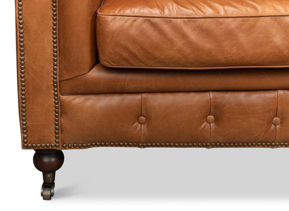 American Home Furniture | Sarreid - Tufted English Club Sofa - Vienna Brown