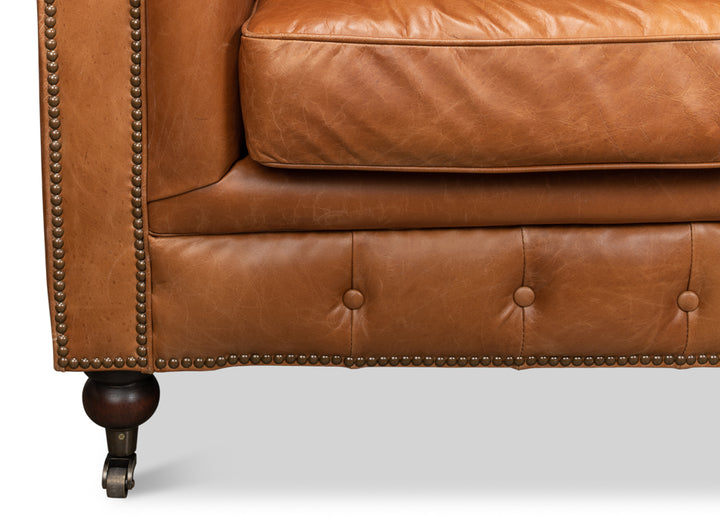 American Home Furniture | Sarreid - Tufted English Club Sofa - Vienna Brown